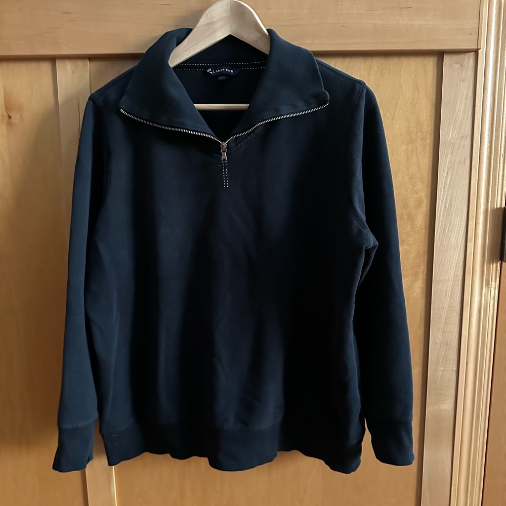Lands' End Women's Black Half-Zip Sweatshirt